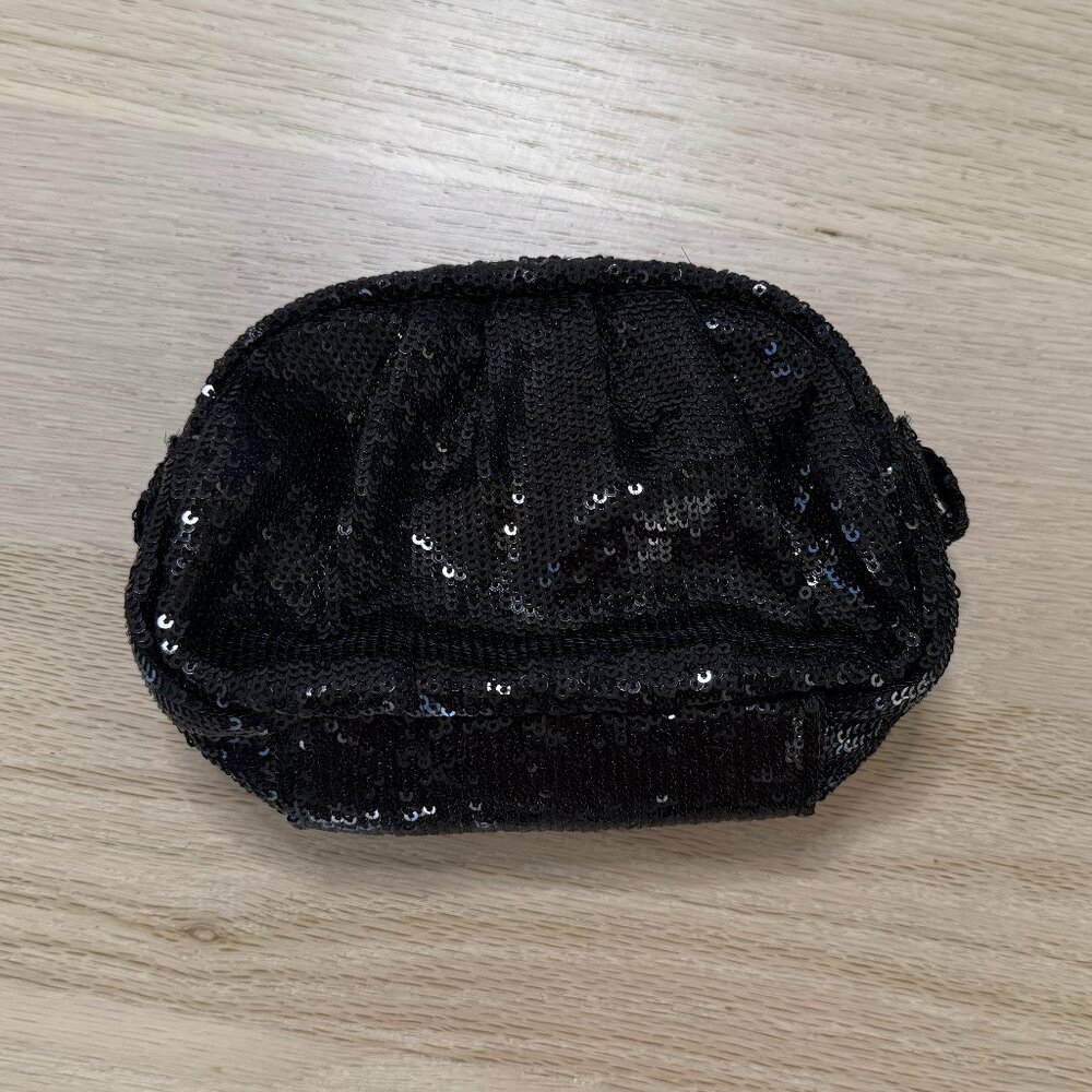 Felix Ray Black Sequin Mini Pouch Clutch